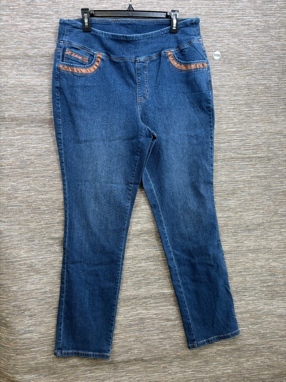 Belle by Kim Gravel Women's Pants Size 18W Blue TripleLuxe Faux Leather NEW